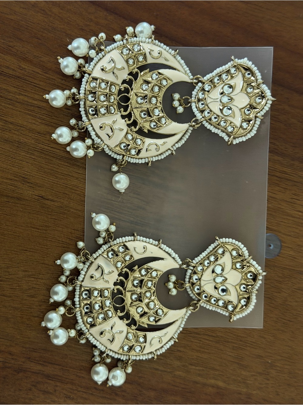 Gold-Tone Pearl Chandbali Earrings - Women Jewelry